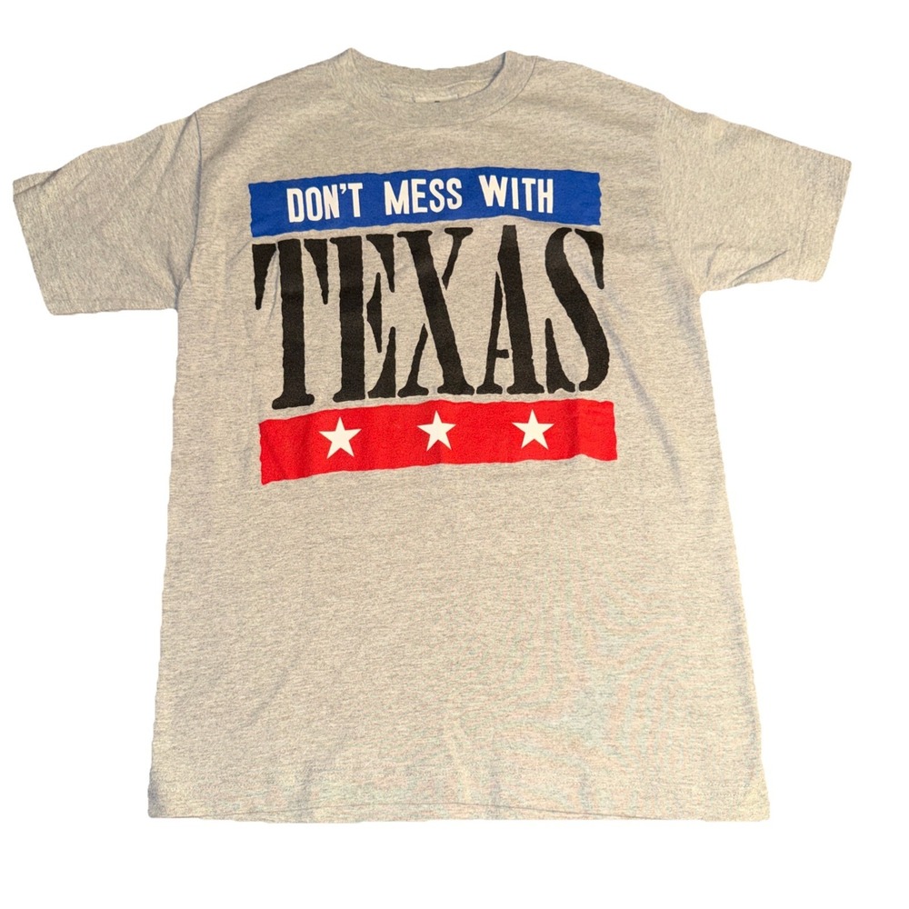 Vintage Dont Mess With Texas Small Mens Gray Graphic Logo Short Sleeve Tshirt